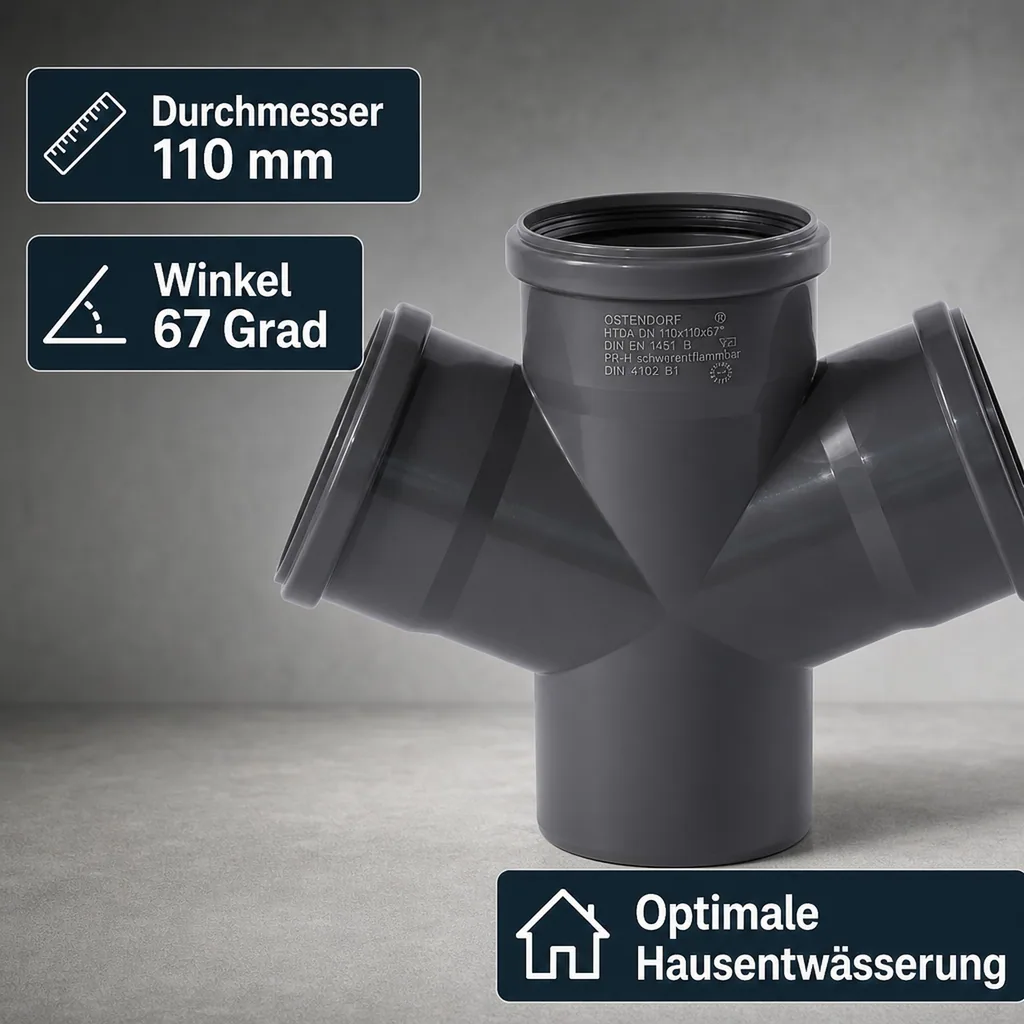 HT Rohr 110, Doppelabzweig, Abwasserrohr