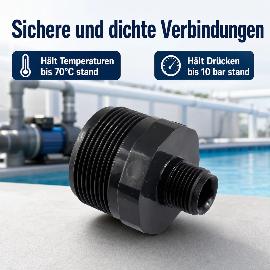 PVC Fittings, PVC-U Doppelnippel reduziert, AG 1 1/2" x 1/2"