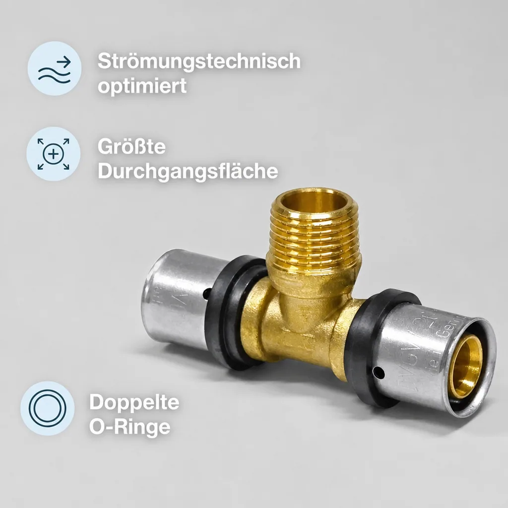 Pressfitting T-Stück 26 x 3 - 1/2" AG