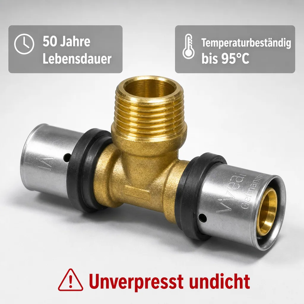 Pressfitting T-Stück 26 x 3 - 1/2" AG