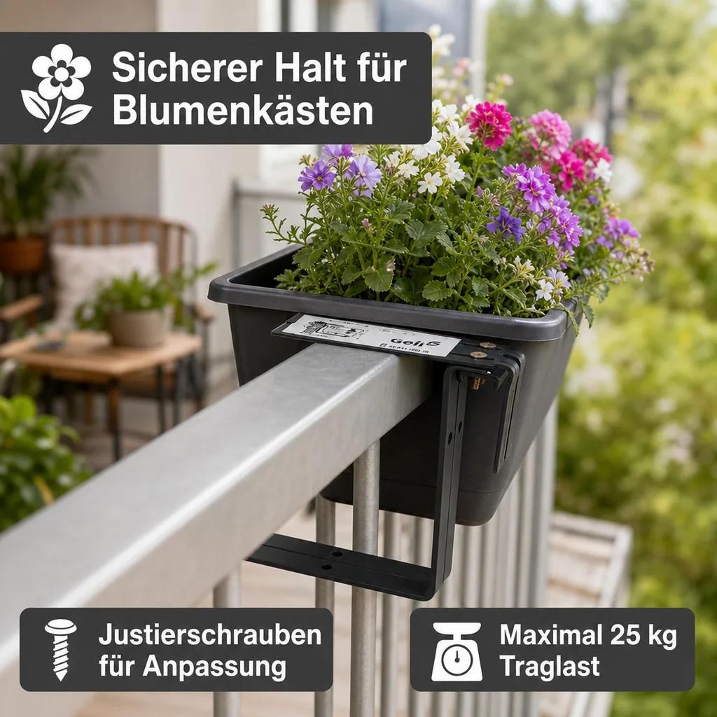 Blumenkastenhalter 1 Paar TYP B, einfach verstellbar anthrazit
