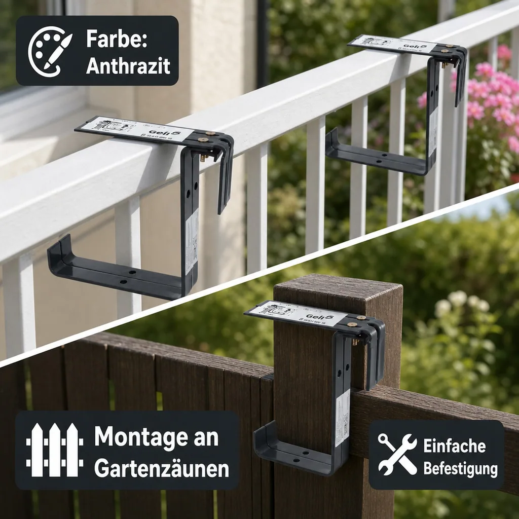Blumenkastenhalter 1 Paar TYP B, einfach verstellbar anthrazit