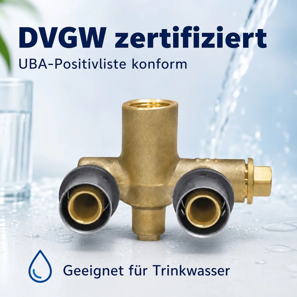 Pressfitting Wandwinkel, Doppelt, U-Form, 16mm, Trinkwasser, DVGW