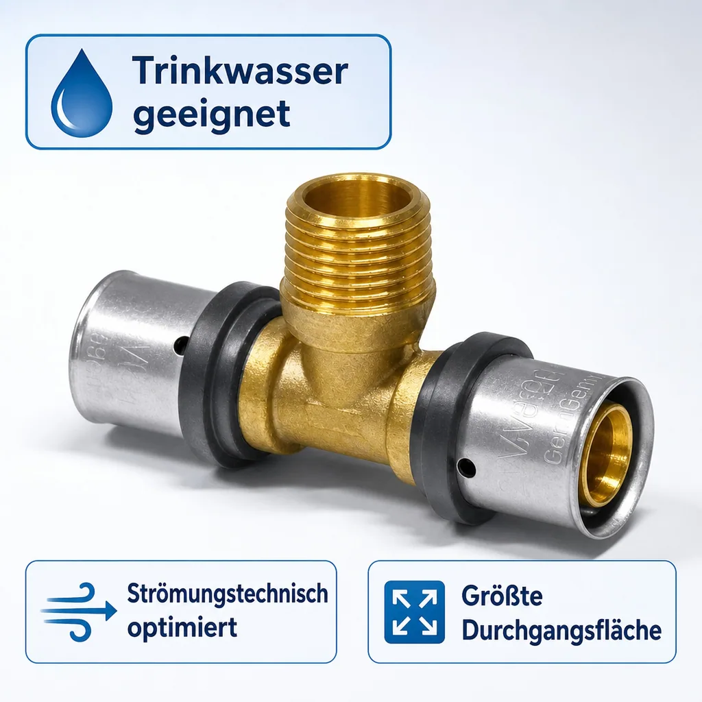 Pressfitting T-Stück 32mm, Pressfitting, Verbinder