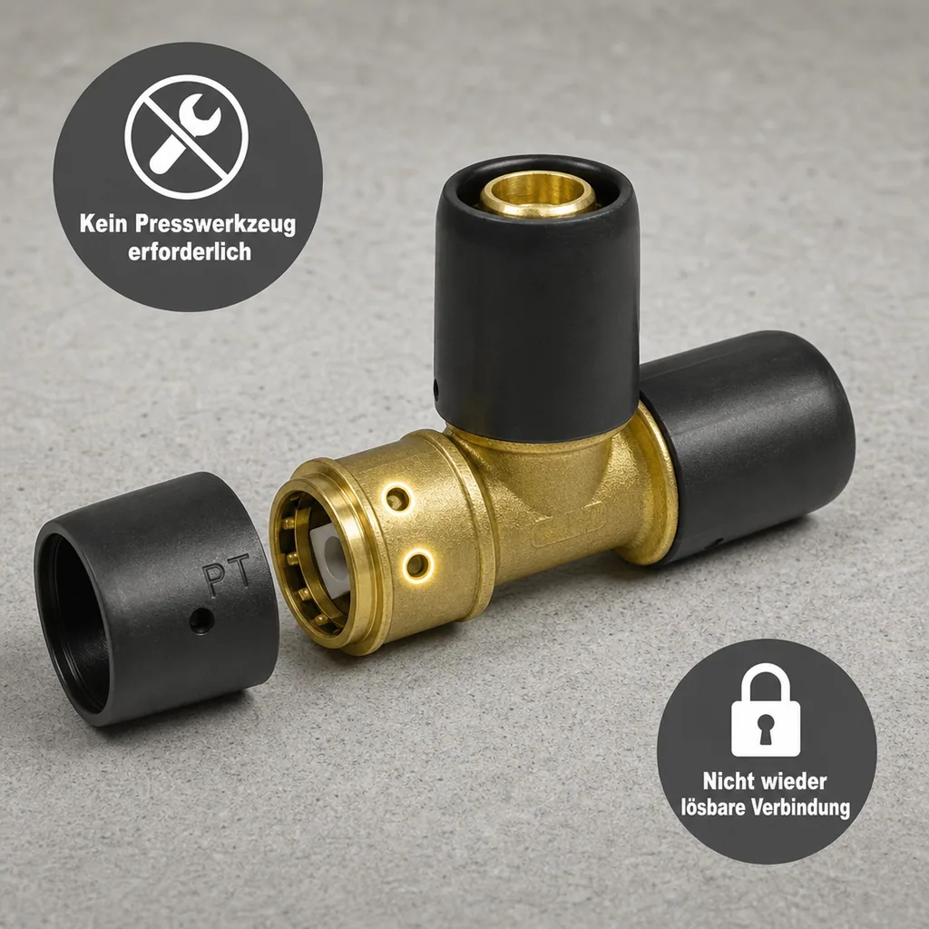 Steckfitting, T-Stück 20mm, Rohrverbinder 20mm
