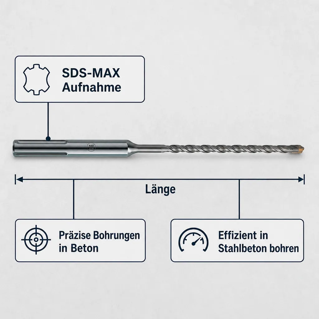 SDS Max Bohrer, Hammerbohrer, 25mm, 4 Schneider, Betonbohrer