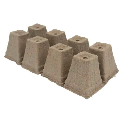 Anzuchtplatten, Anzuchttöpfe, 8 eckige Töpfe pro Platte, kompostierbar