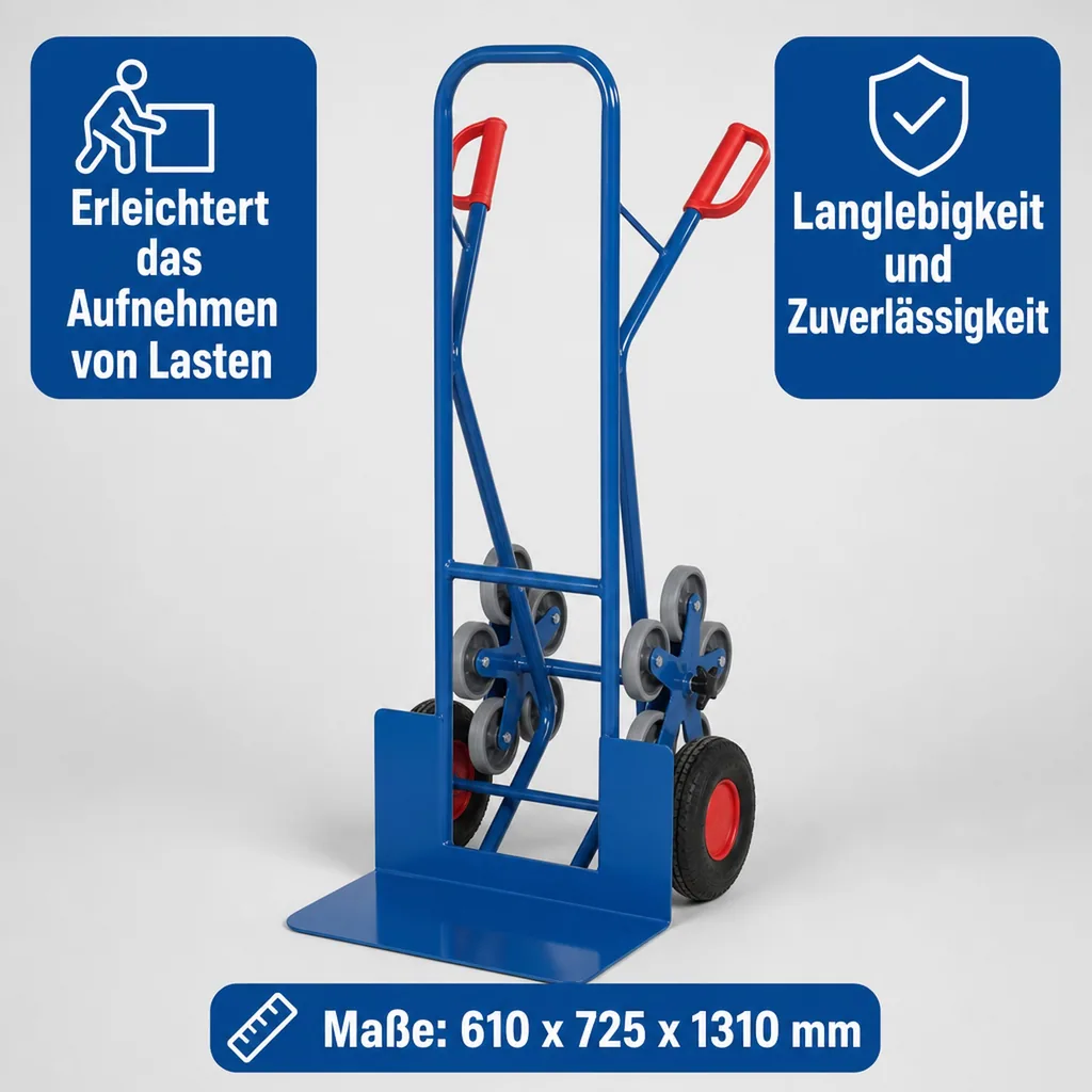 Treppenkarre 200 kg, Stahlrohr, große Schaufel