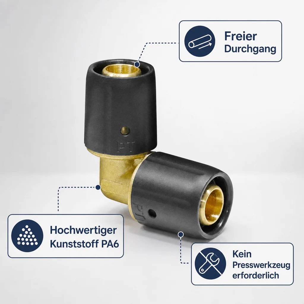Steckverbinder Winkel 20mm, Steckfitting, Rohrverbinder Stecksystem