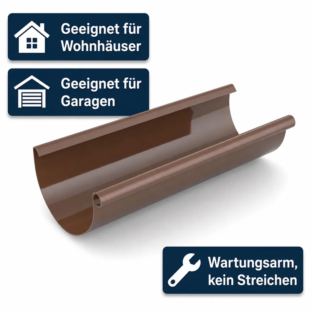 Regenrinne 2m braun, Dachrinne Kunststoff System 100