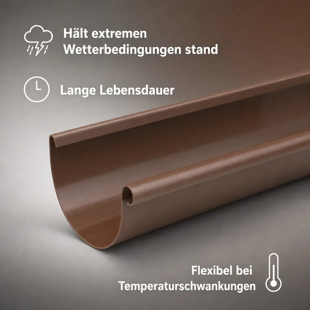 Regenrinne 2m braun, Dachrinne Kunststoff System 100