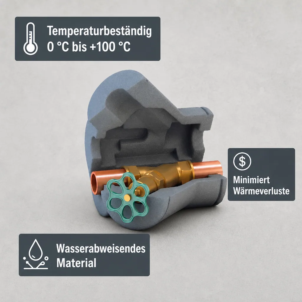 Ventilisolierung, Schrägsitzventil DN 40, Armaturen Isolierung, PE Isolierung