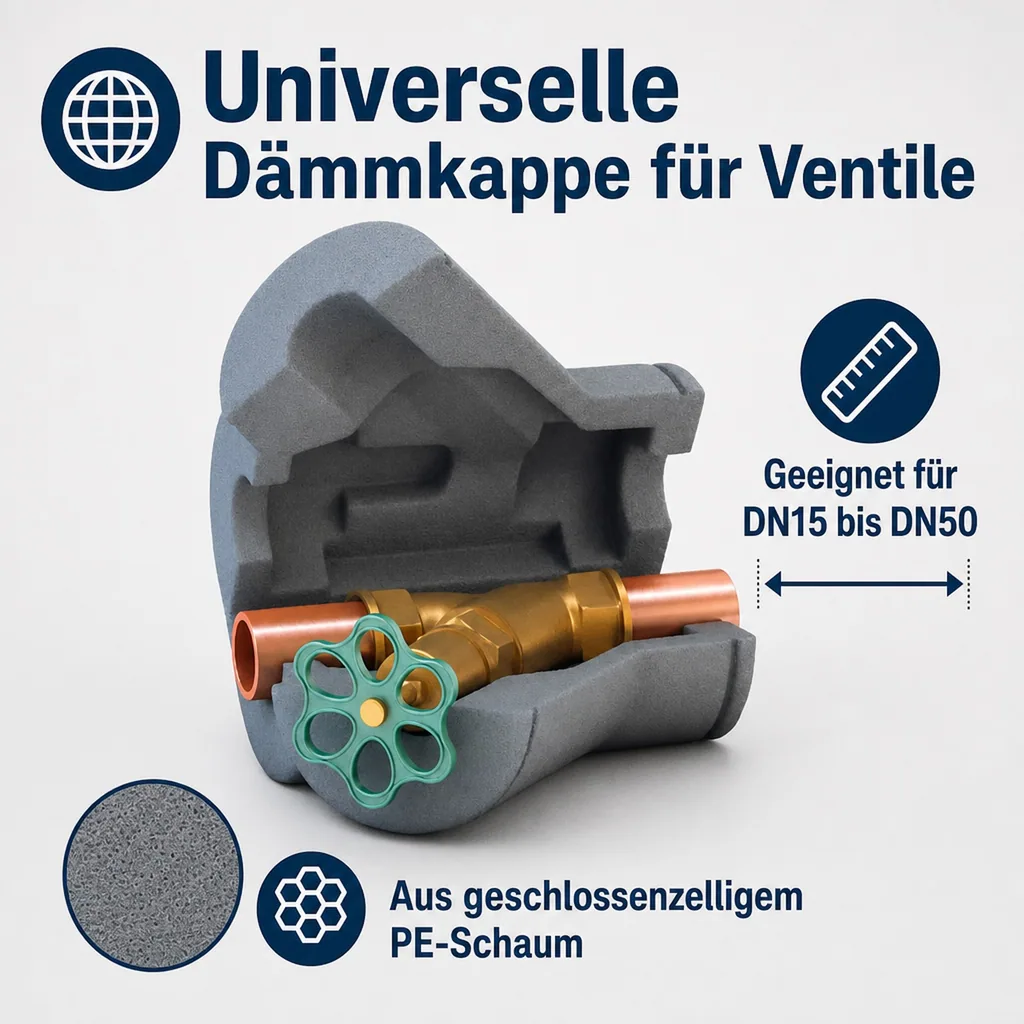 Ventilisolierung, Schrägsitzventil DN 40, Armaturen Isolierung, PE Isolierung