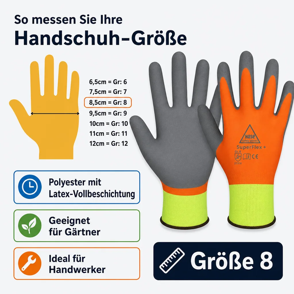 Montagehandschuhe Gr. 8, Arbeitshandschuhe, Superflex+