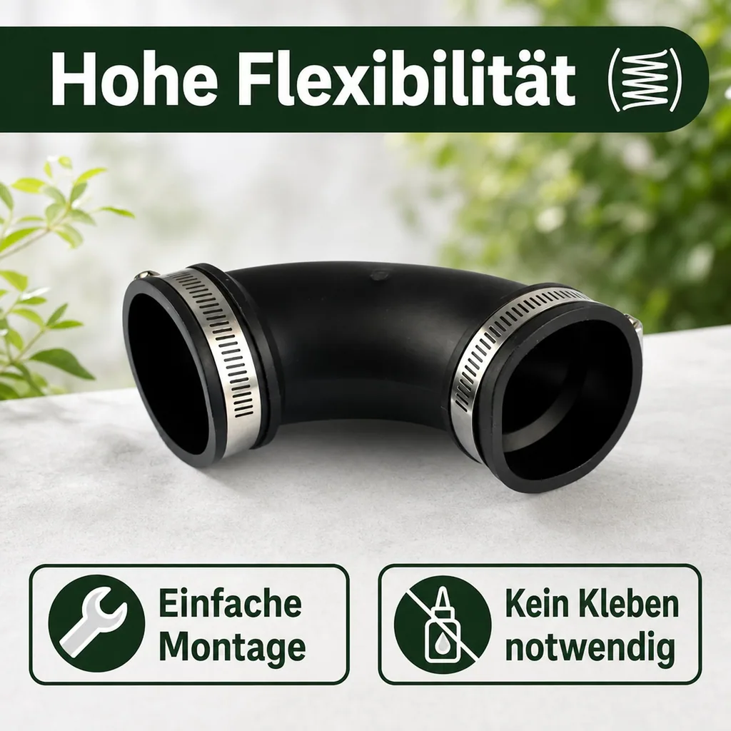 Flexible Fittings, Bogen 2"/63mm, PVC Elastomer Rohrverbinder