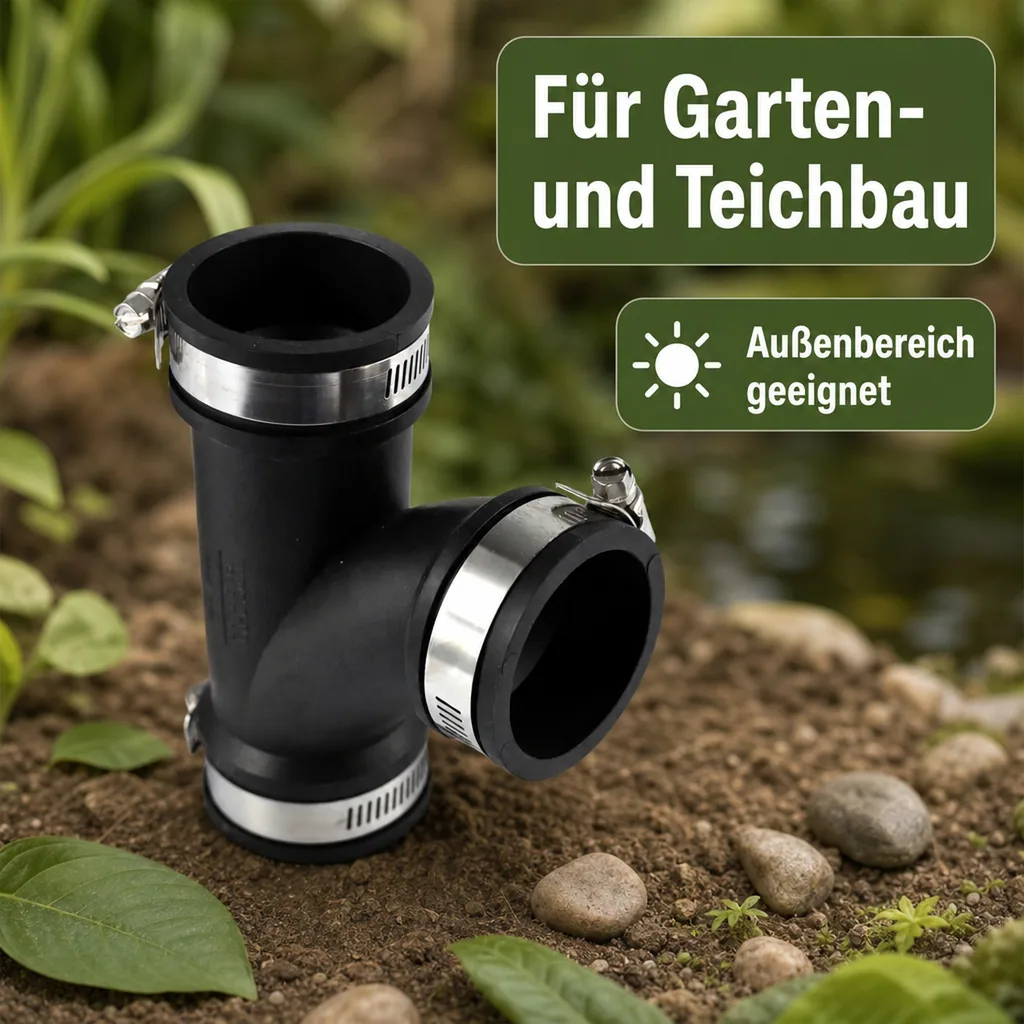 Flexibles T-Stück, Flexible Fittings, Rohrverbinder T-Stück, 1 1/2" / 50mm