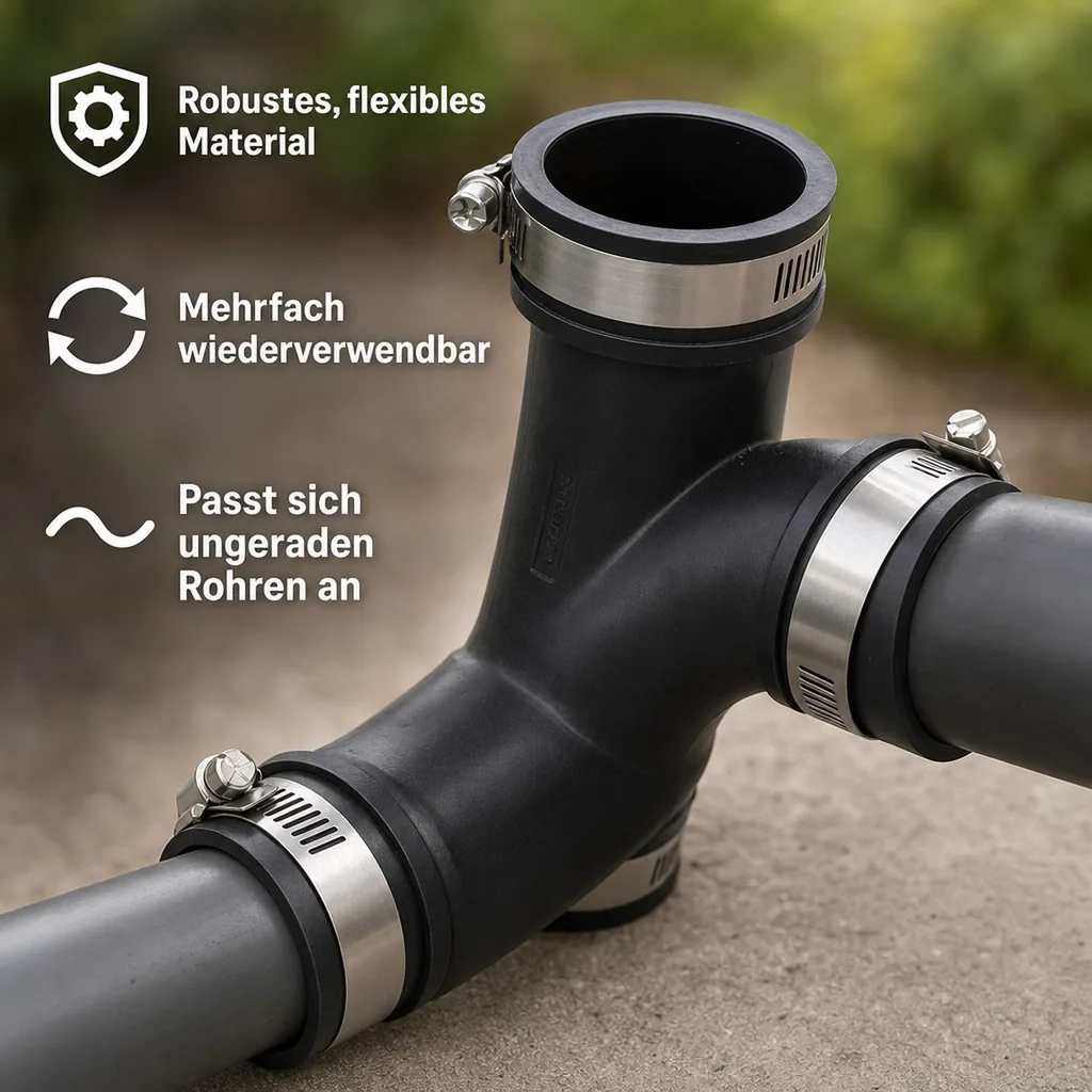 Flexibles T-Stück, Flexible Fittings, Rohrverbinder T-Stück, 1 1/2" / 50mm