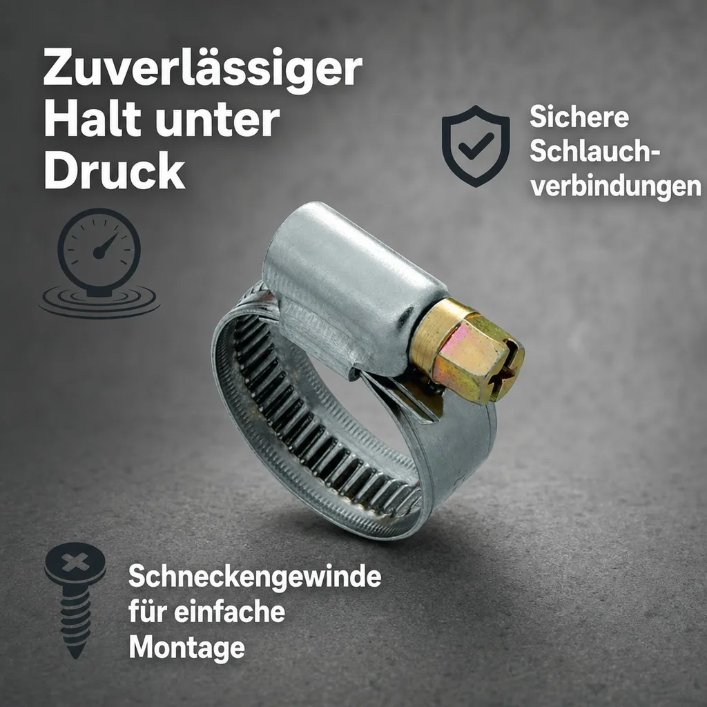 Schlauchschellen, Edelstahl, 9 mm, 70-90 mm, W2