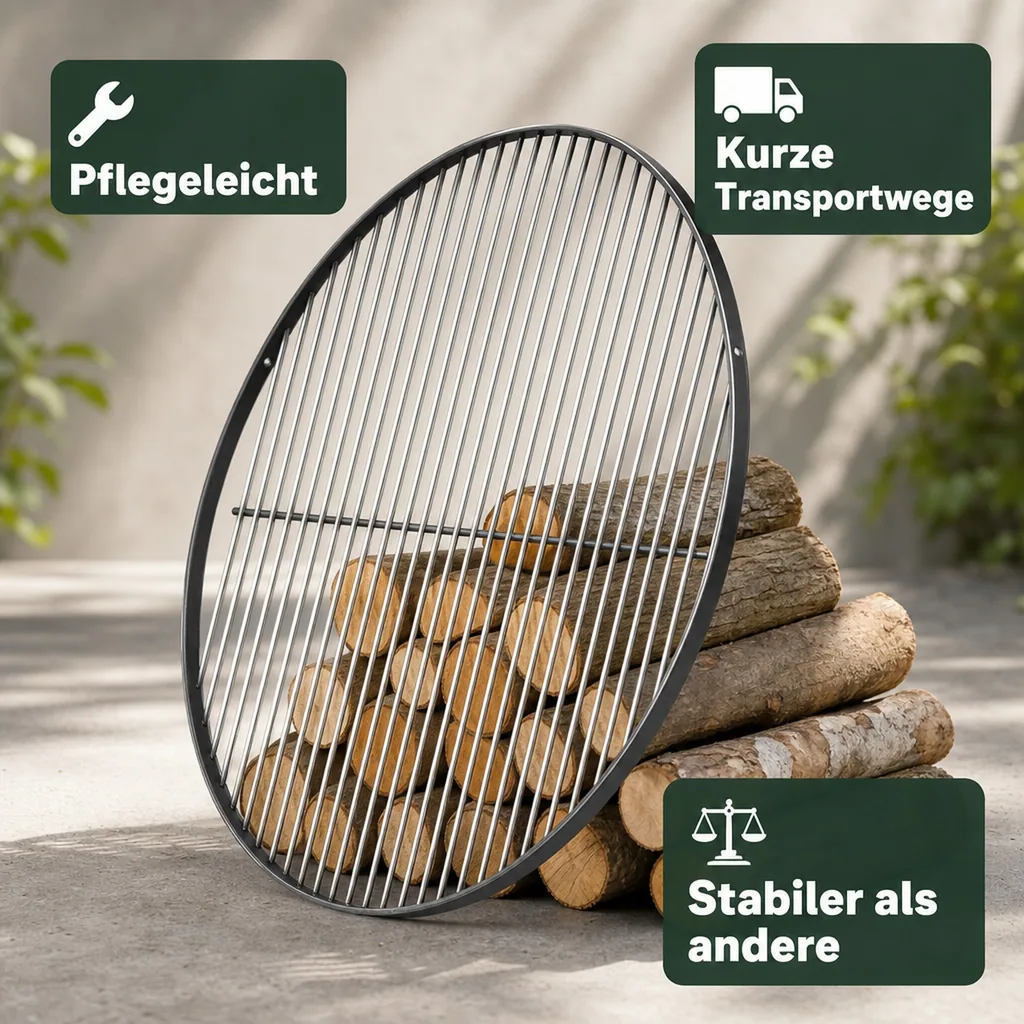Grillrost 50 cm, Stahl, rund, für Dreibein & Feuerstelle