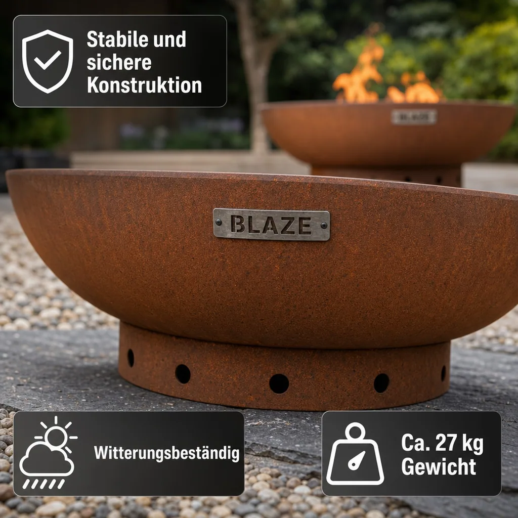Feuerschale Cortenstahl 80 cm, Gartenfeuerstelle