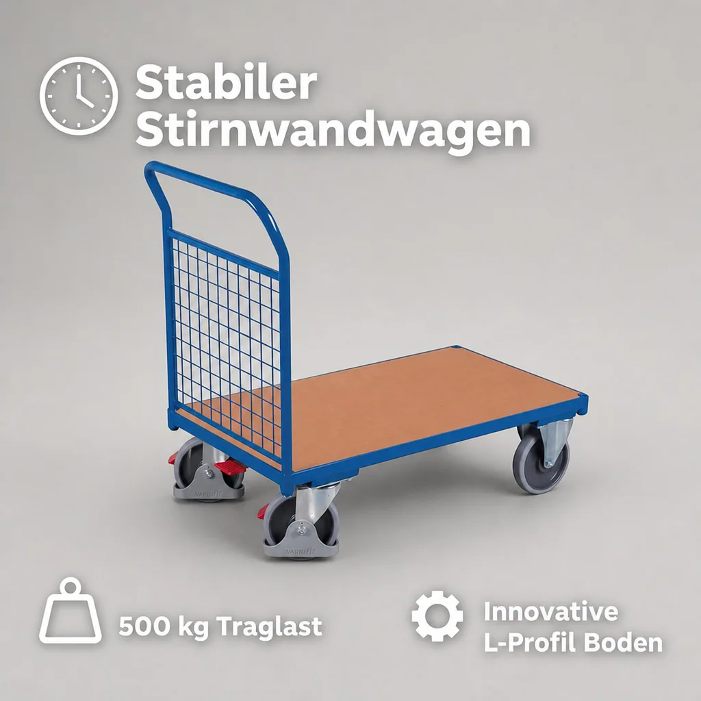 Drahtgitter Stirnwandwagen 500 kg Typ L + EasySTOP