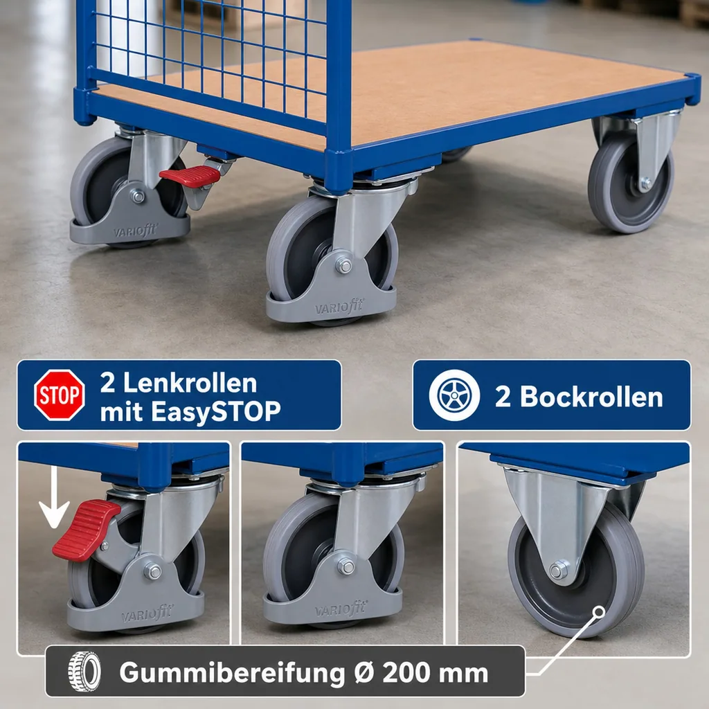 Drahtgitter Stirnwandwagen 500 kg Typ L + EasySTOP