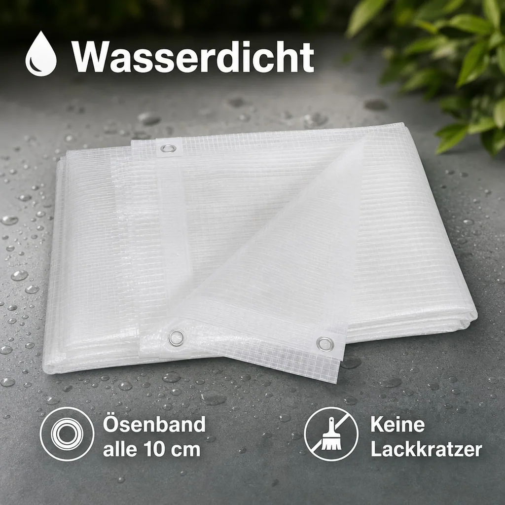 Abdeckplane transparent, Gitterfolie, 8 x 14 m (112m²)