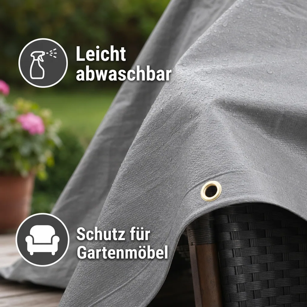 Abdeckplane 280 g/m², grau 4x5 (20m²), wasserdicht, reißfest, UV-beständig