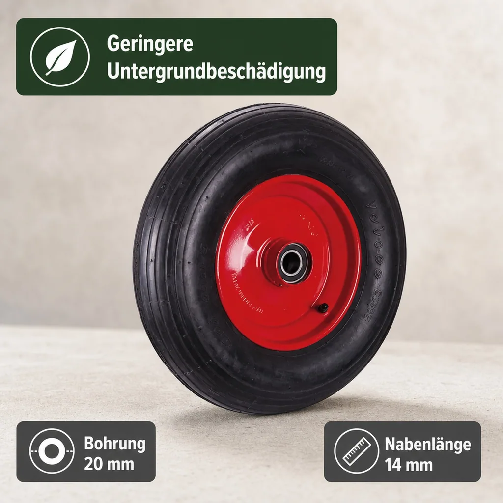 Luftrad 260x85, Stahlfelge, Präzisionslager, Transportkarren Rad