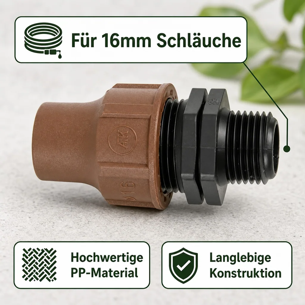 3 4 zoll Kupplung, 16mm Schlauchverbinder, Gewindekupplung