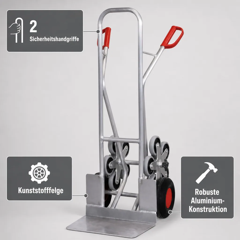 Alu-Treppenkarre 200 kg mit großer Schaufel