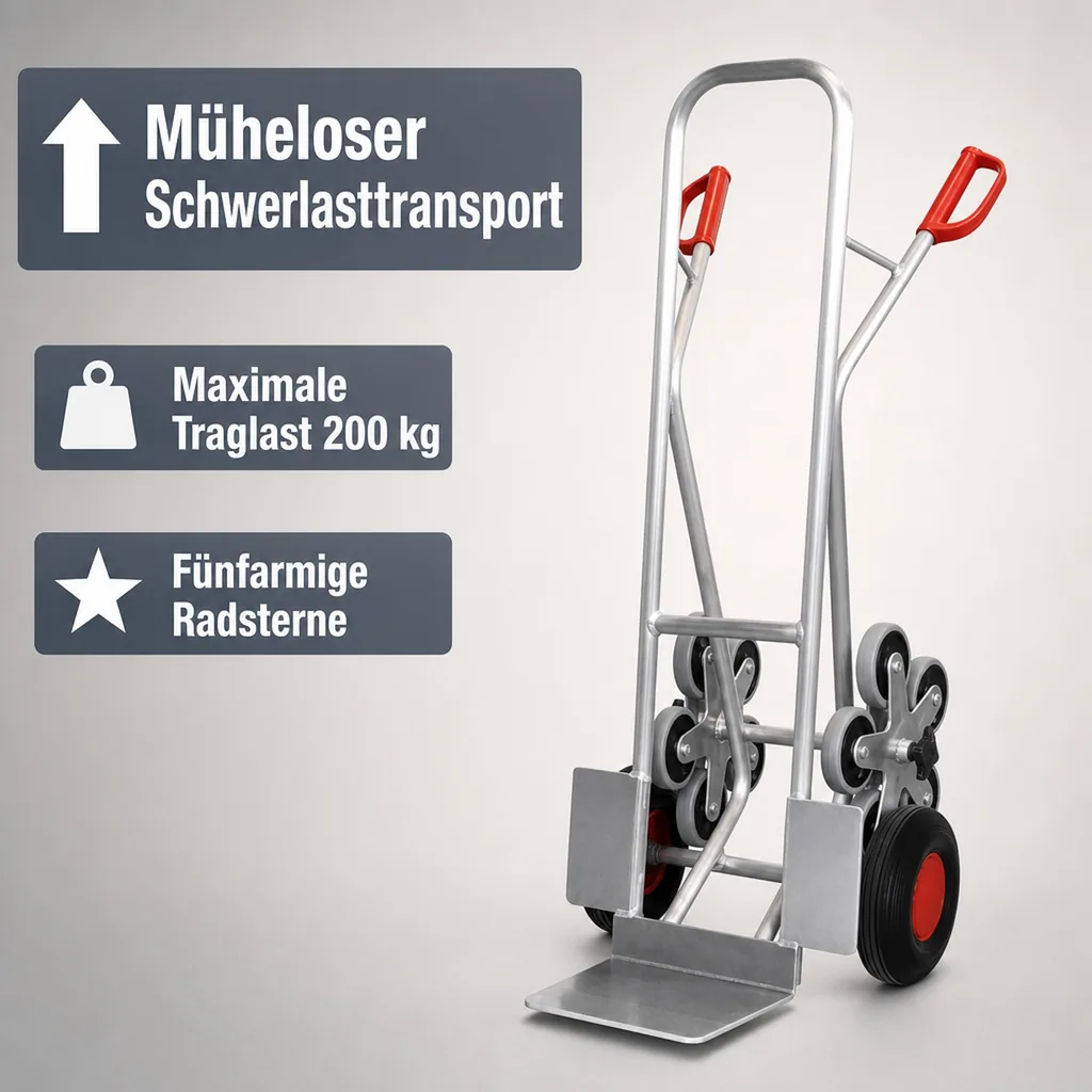 Treppenkarre, Alu, 200 kg, mit Radsternen