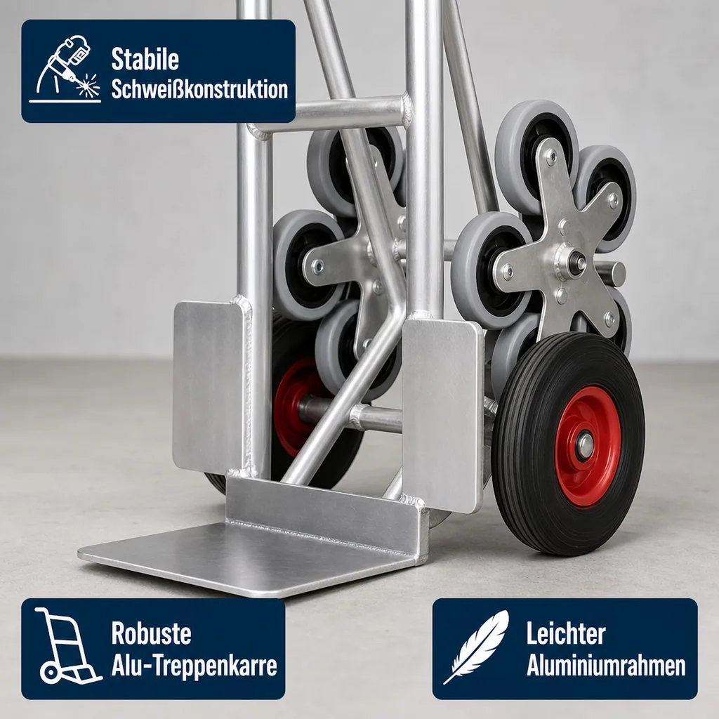 Treppenkarre, Alu, 200 kg, mit Radsternen