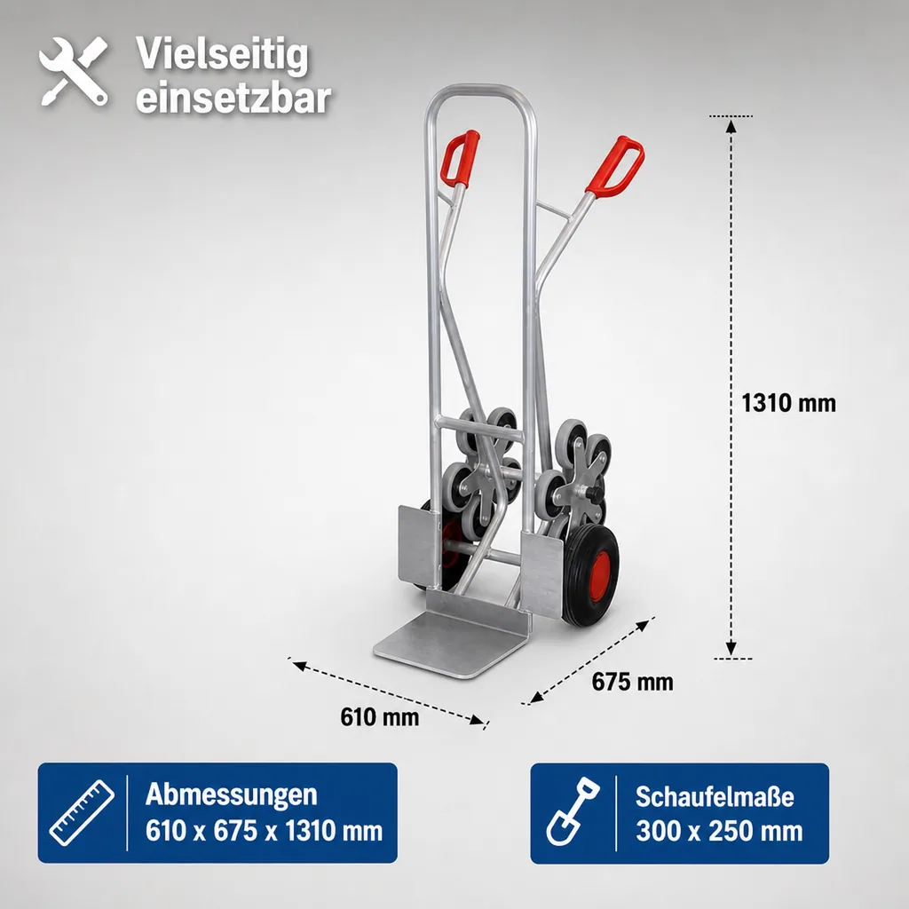 Treppenkarre, Alu, 200 kg, mit Radsternen