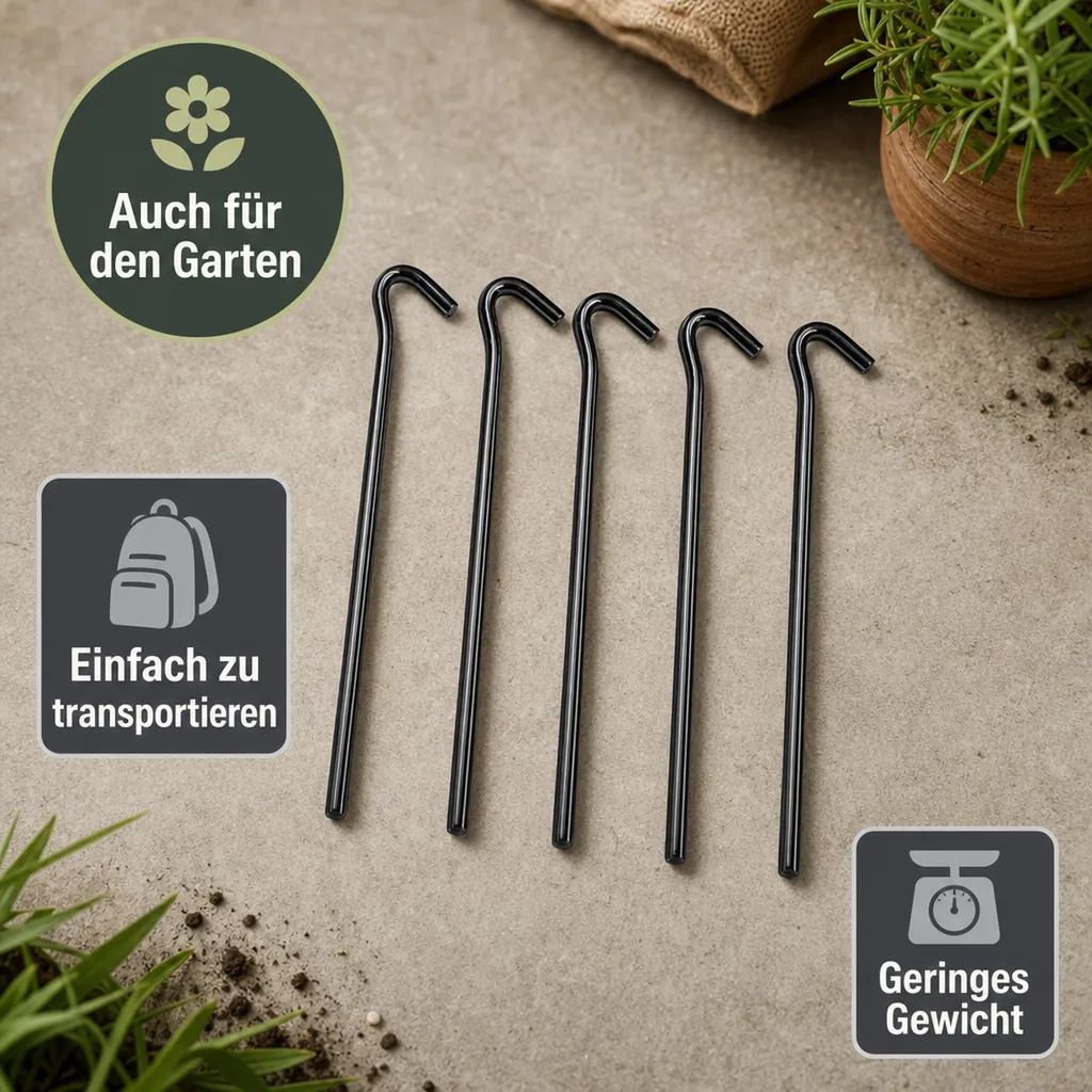 Zeltpflöcke, 5er Set, Dreikant, 30 cm, verzinkt