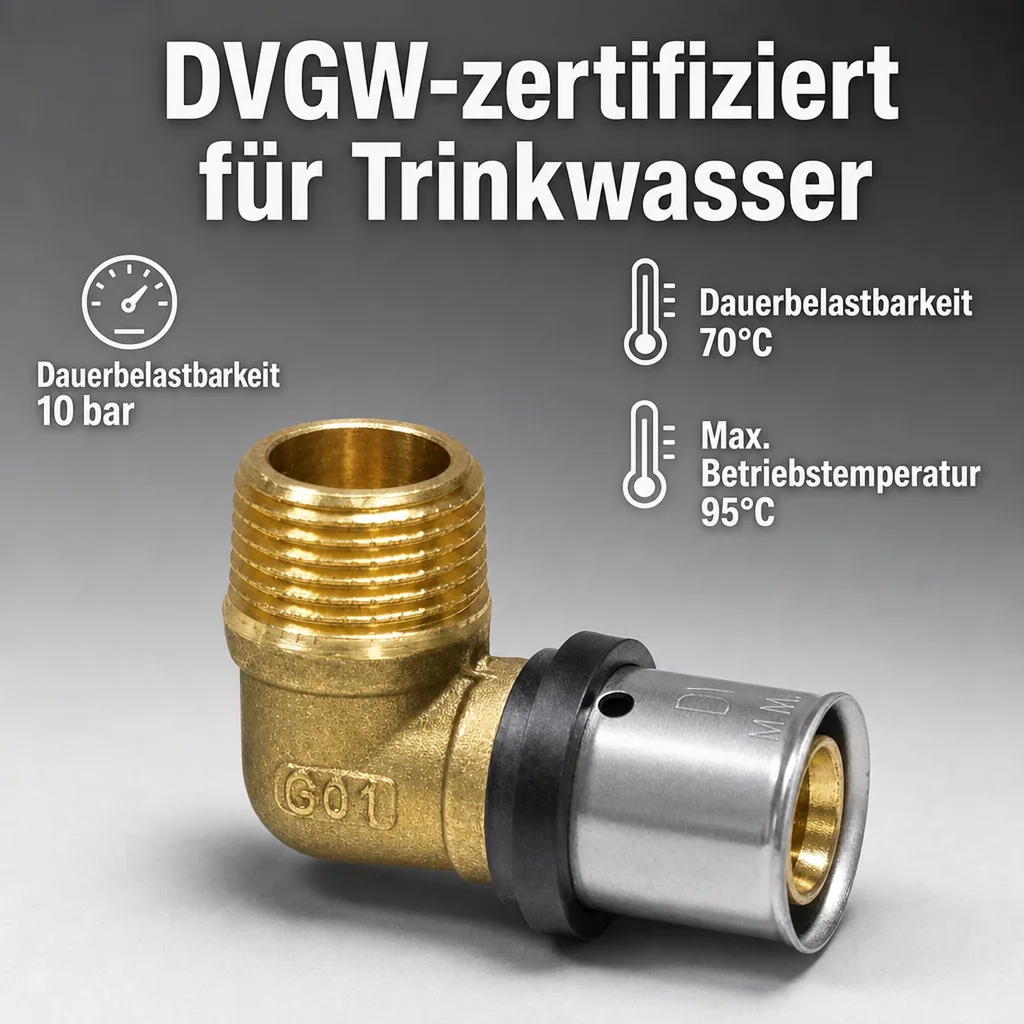 Pressfitting Übergangswinkel 20 x 2 - 1/2" AG