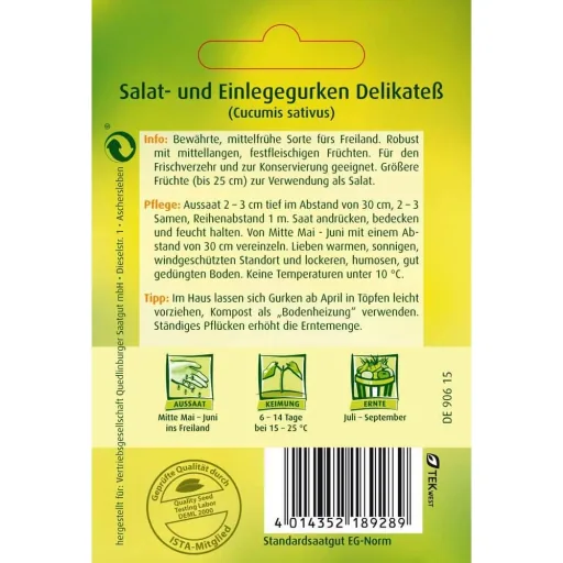 Salatgurke, Einlegegurken, Gurkensamen