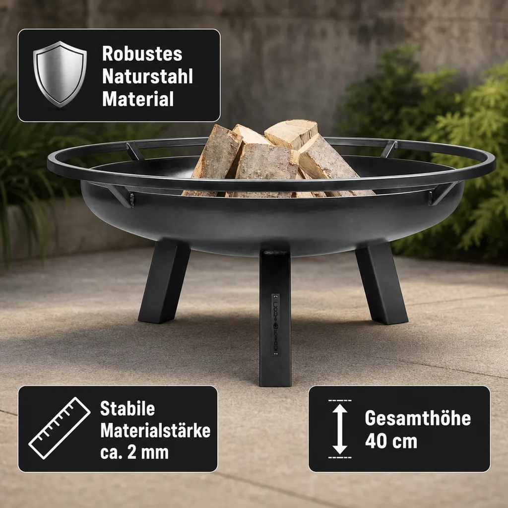 Feuerschale, Garten Feuerschale, 80 cm Stahl Feuerschale