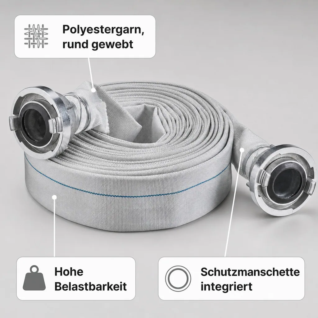 Industrieschlauch C/52, 20 Meter, Bau- und Wasserschlauch mit Storzkupplung