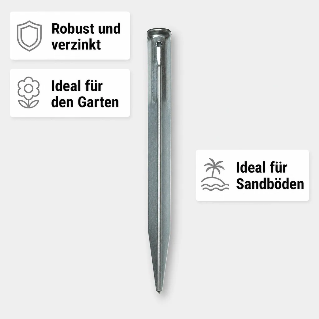 Heringe Set 10 Stück, verzinkt, 23cm, Camping Zubehör