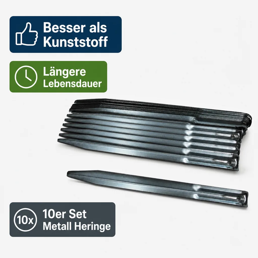 Heringe Set 10 Stück, verzinkt, 23cm, Camping Zubehör
