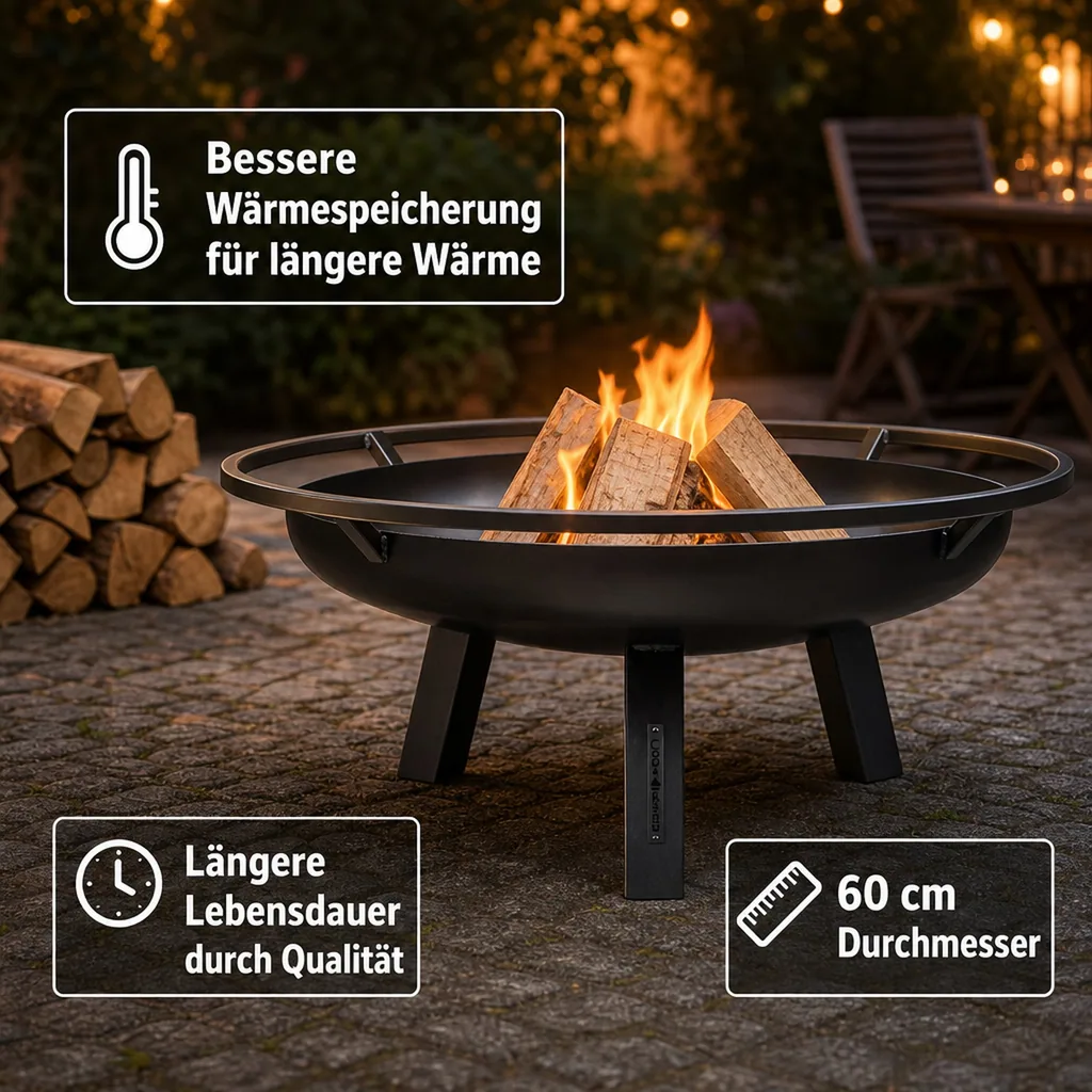 Feuerschale PORTO 60 cm, Naturstahl, Gartenfeuer