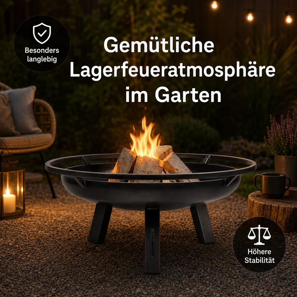 Feuerschale PORTO 60 cm, Naturstahl, Gartenfeuer