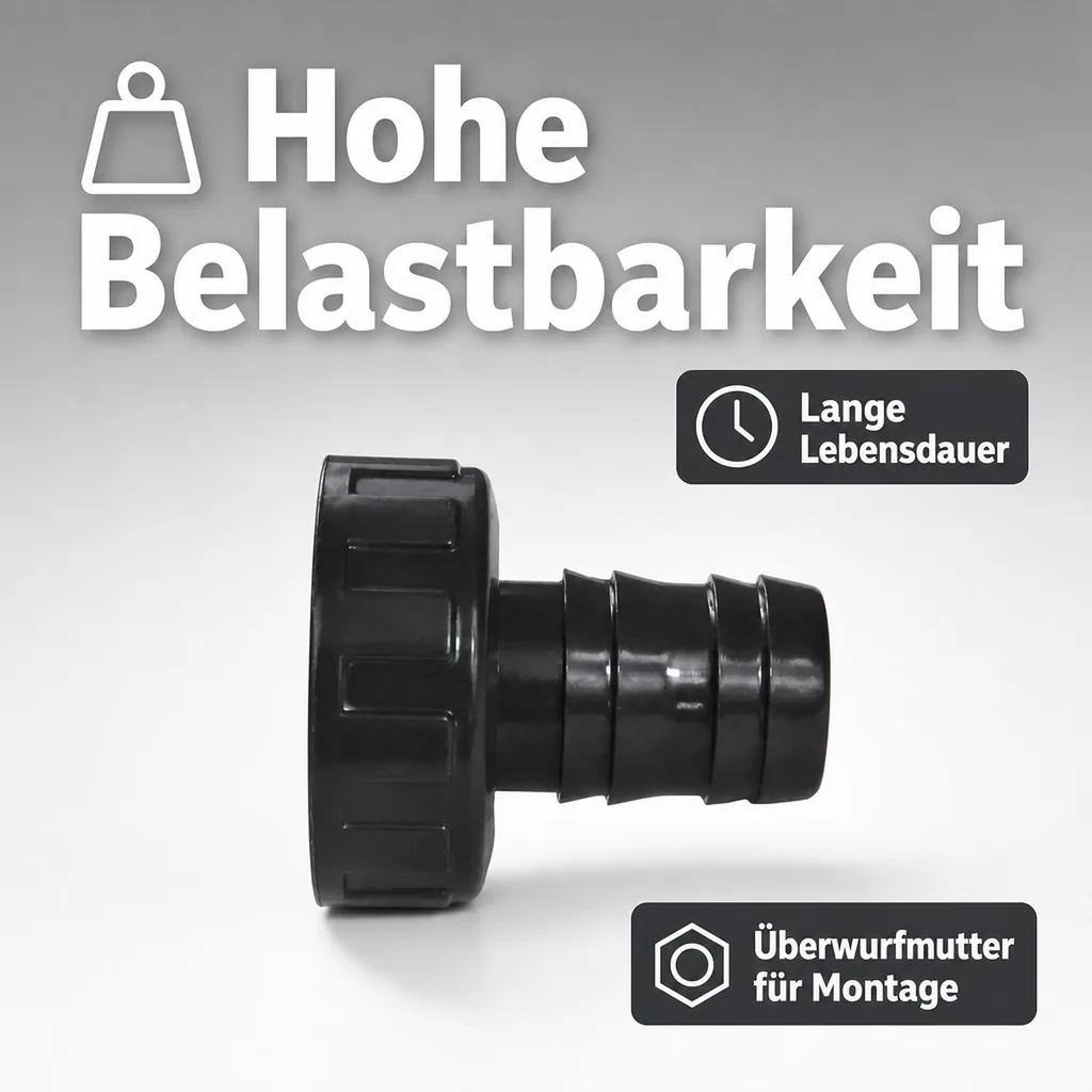 PVC Schlauchtülle, Schlauchtülle mit Überwurfmutter, 2" IG x 40 mm