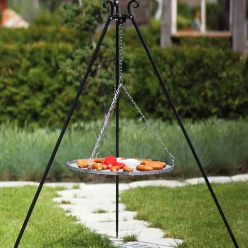 Schwenkgrill, Dreibein Schwenkgrill, Grillrost Edelstahl 80cm, Schwenkgrill Set, Grill mit Dreibein