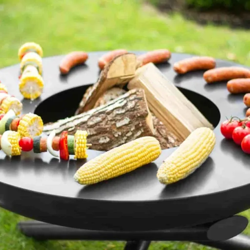 Feuerschale 80 cm Stahl, Garten Feuerstelle, Terrassenfeuer