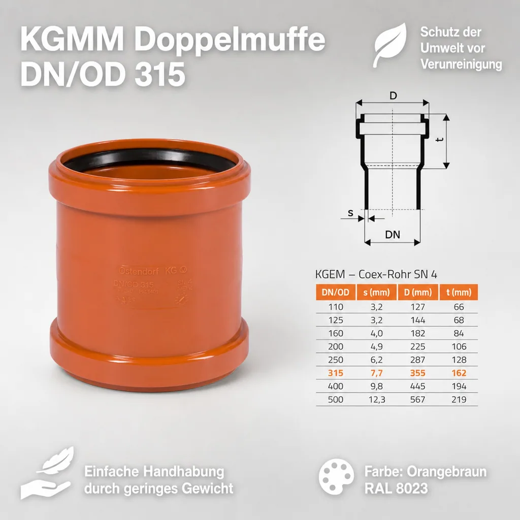 KGMM Doppelmuffe DN/OD 315