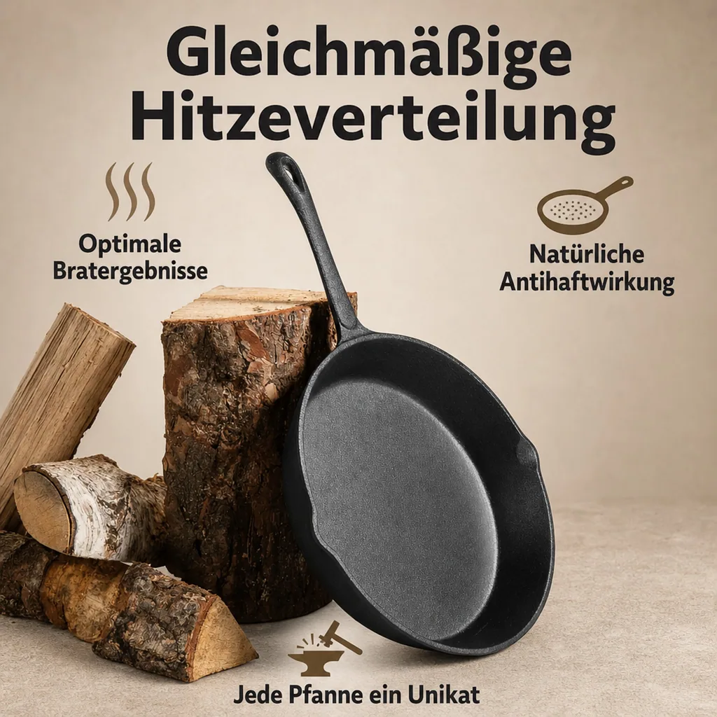 Gusseisenpfanne 28 cm, vielseitig, robust & handgefertigt