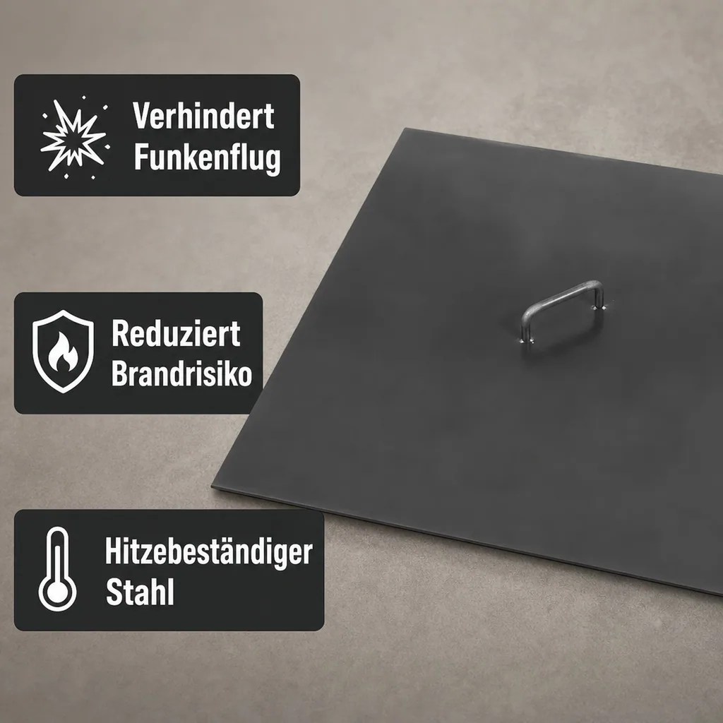 Feuerschalen Deckel, Abdeckung, Naturstahl, 71,5x71,5 cm