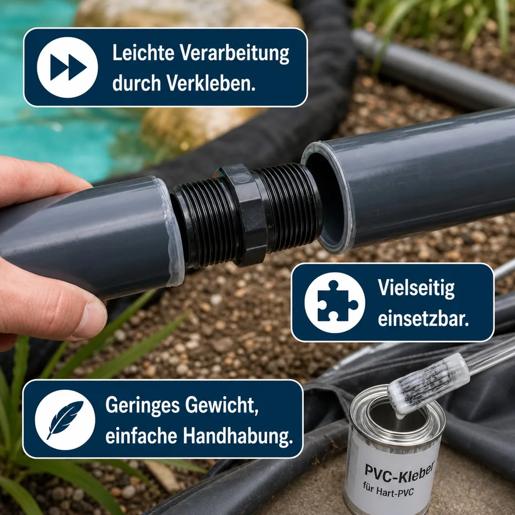 PVC Fittinge, PVC-U Doppelnippel reduziert AG 2 1/2" x 2", Rohrverbinder
